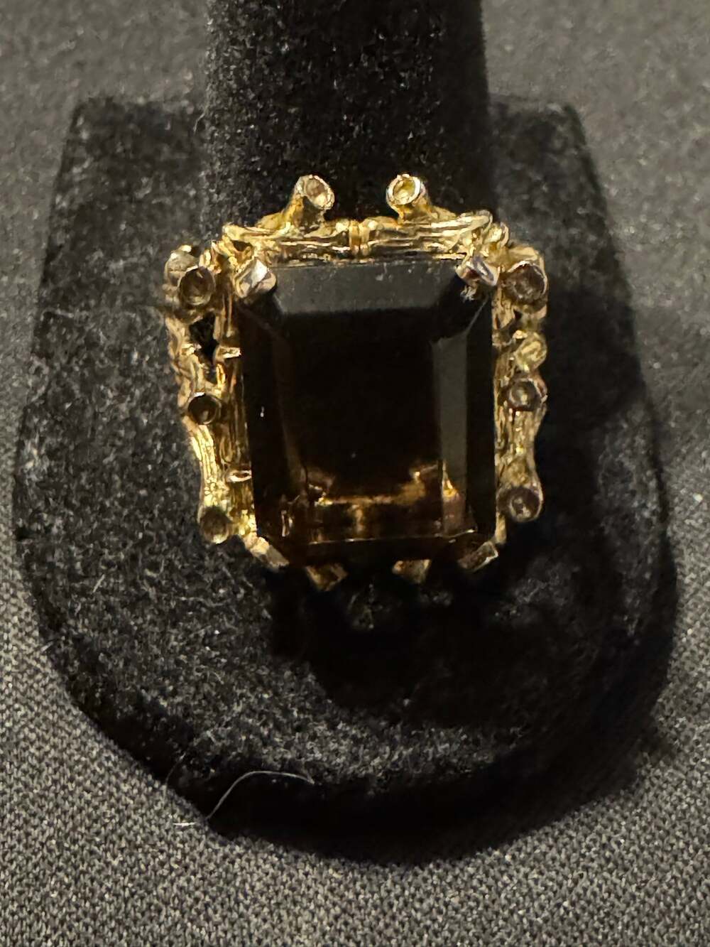Sterling 18k Vermeil Smokey Quartz Statement Ring Size 10